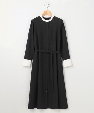組曲 L 【KUMIKYOKU NAVY】ウーステッドライククロス シャツワンピース ブラック系