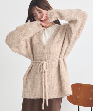 earth music&ecology 【ベルト付き】ＭＩＸカラーブークレカーディガン