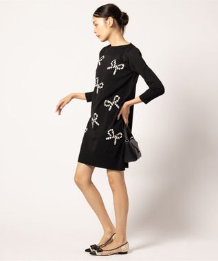 TOCCA 【洗える】RIBBON PARTY ニットドレス ブラック×ベージュ