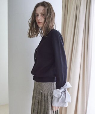 YECCA VECCA 2way袖リボンカーディガン Black