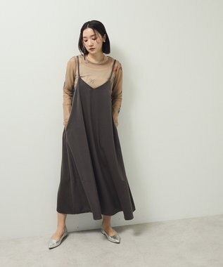 Green Parks 前後２ＷＡＹサテンキャミワンピース Gray