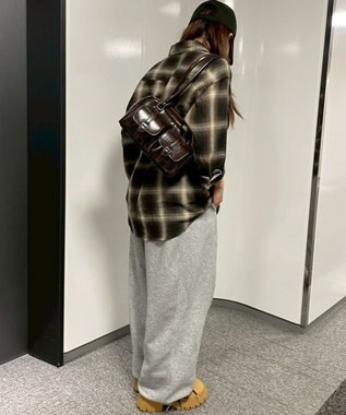 WEGO ベルト2ポケットデザインボストンバッグ ブラウン