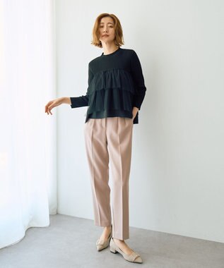 YECCA VECCA スタイルアップテーパードパンツ Pink Beige