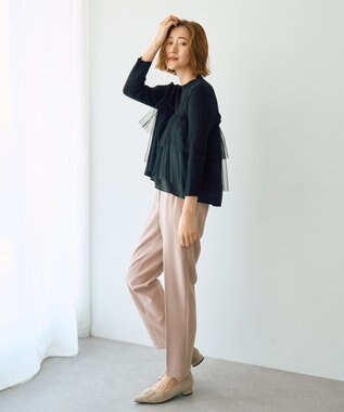 YECCA VECCA スタイルアップテーパードパンツ Pink Beige