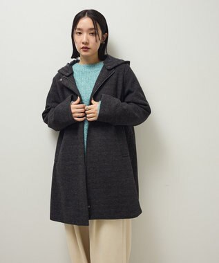 Green Parks ２ｗａｙフード取り外しＡラインコート Charcoal Gray
