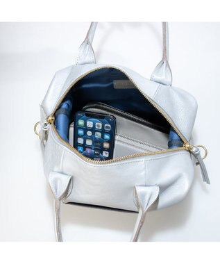 UNBILLION perche 姫路エアリーレザー2wayボストンバッグS シルバー