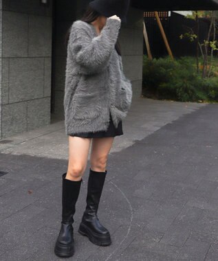 WEGO 【ユニセックス着用ITEM】フェザーカーディガン グレー