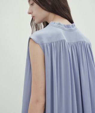 BEIGE， 【洗える】MUSCARI / ソフトシルクスキッパードレス Antique Blue