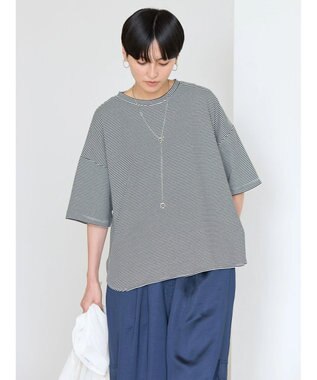 AMERICAN HOLIC 接触冷感裾ラウンドカットプルオーバー Border Black