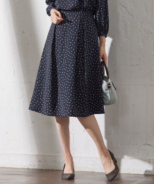 J.PRESS LADIES S 【洗える】ドット フラワープリント スカート ネイビー系5