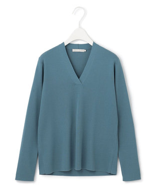 ICB 【洗える】 シンセティックフルニードル Vネックプルオーバー ライトブルーグレー系