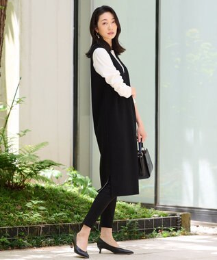 自由区 S 【WEB限定・洗える・撥水加工】ストレッチスリム レギンスパンツ ブラック系