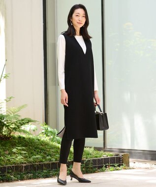 自由区 S 【WEB限定・洗える・撥水加工】ストレッチスリム レギンスパンツ ブラック系