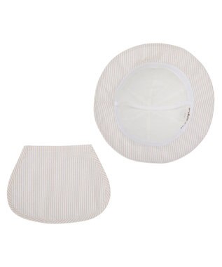 MIKI HOUSE HOT BISCUITS 【44-54cm】サッカー素材 ストライプ柄クロッシェ(帽子) ベージュ