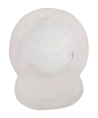 MIKI HOUSE HOT BISCUITS 【44-54cm】サッカー素材 ストライプ柄クロッシェ(帽子) ベージュ