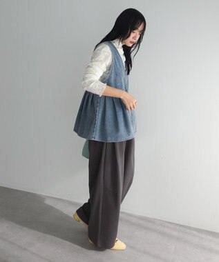 Green Parks デニムペプラムジレ Indigo