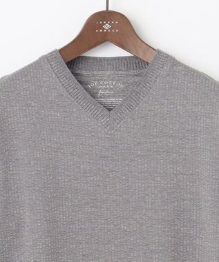 JOSEPH ABBOUD 【キングサイズ・オーガニックコットン使用】JOE COTTONサッカーVネック Tシャツ ライトグレー系
