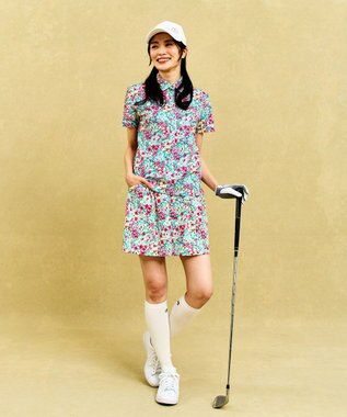 23区GOLF 【WOMEN】総柄フラワープリント ポロシャツ グリーン系5