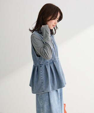 Green Parks デニムペプラムジレ Indigo