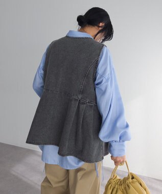 Green Parks デニムペプラムジレ Black