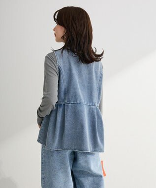 Green Parks デニムペプラムジレ Indigo