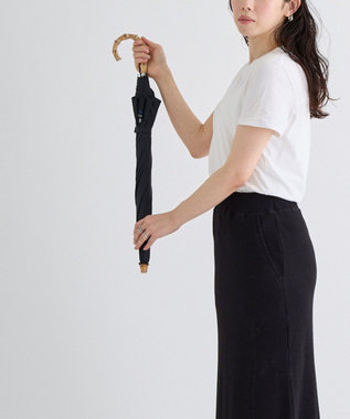 MOONBAT 【WEB限定】LANVIN en Bleu 晴雨兼用 折りたたみ傘 長傘(2WAY) プレーン×ロゴ刺繍 一級遮光 遮熱 UV ブラック