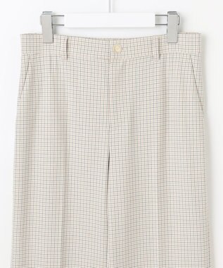 自由区 L TRギャバチェック柄ストレート パンツ オフチェック