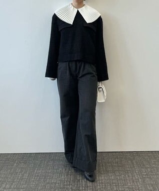 #Newans 【シワになりにくい/洗濯機可能】プリーツカラーブラウス ホワイト