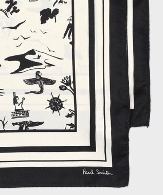 Paul Smith Travel Stories シルクスカーフ ベージュ