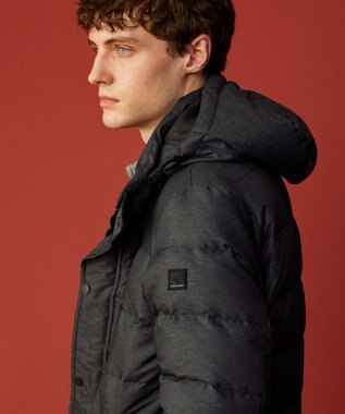 JOSEPH ABBOUD 【撥水/軽量/防風/フード取り外し可/ダウン】インターレースカルゼ  ダウン ブルゾン グレー系