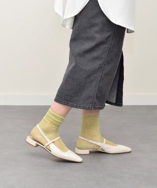 INTER-CHAUSSURES 【FABIO RUSCONI】スクエアトウワンストラップバックバンド アイボリー