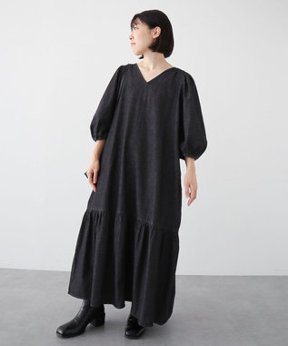 Green Parks ・ＳＵＧＡＲ　ＳＰＯＯＮ　デニムＶネックワンピース Black