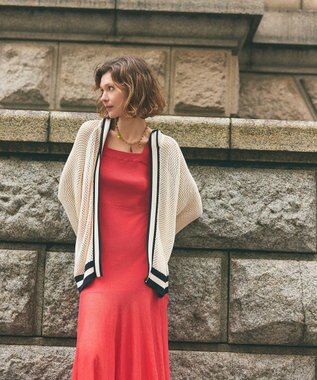 GRACE CONTINENTAL メッシュラインニットフーディ キナリ