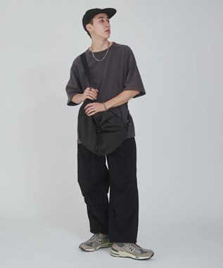 WEGO 【ウエストゴム/撥水/洗濯機可】ナイロンイージーパンツ ブラック