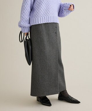 CRAFT STANDARD BOUTIQUE ラップ風Iラインスカート Gray Mixture