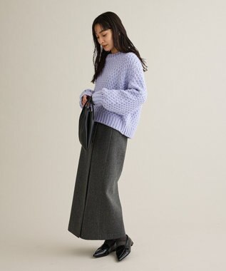 CRAFT STANDARD BOUTIQUE ラップ風Iラインスカート Gray Mixture