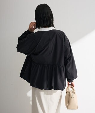 Green Parks ノーカラーペプラムブルゾン Black