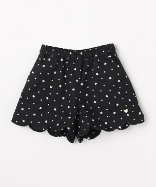 ANY KIDS 【洗濯機可能】スカラップショートパンツ ブラック（ネコ×ドット）