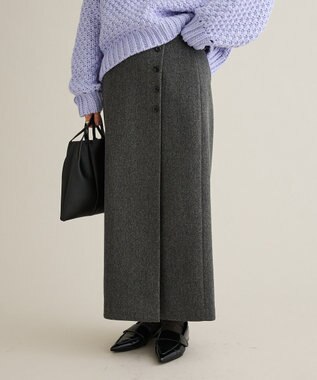CRAFT STANDARD BOUTIQUE ラップ風Iラインスカート Gray Mixture