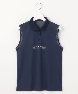 23区GOLF 【WOMEN】【接触冷感・UVケア・吸水速乾】ノースリーブ ポロシャツ ネイビー系