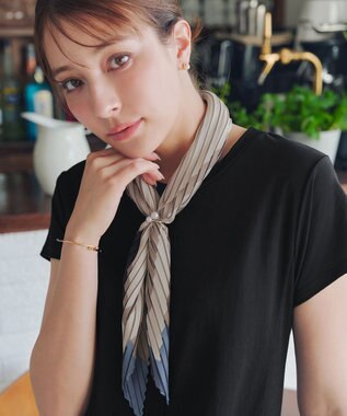 Tiaclasse 【選べる柄タイプ】プリーツスカーフ Cグレージュ