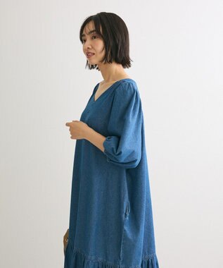 Green Parks ・ＳＵＧＡＲ　ＳＰＯＯＮ　デニムＶネックワンピース Indigo