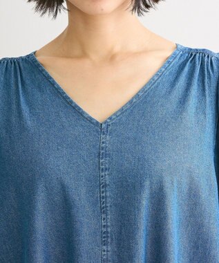 Green Parks ・ＳＵＧＡＲ　ＳＰＯＯＮ　デニムＶネックワンピース Indigo