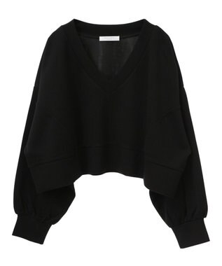 Green Parks ショート丈Ｖネックポンチプルオーバー Black