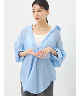 earth music&ecology ＢＩＧシアーシャツ Blue