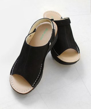  本革 超軽量厚底サボサンダル