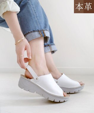 Pointer 本革 超軽量厚底サボサンダル