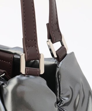 LA BAGAGERIE ソフトエナメル2WAYハンドバッグ Mサイズ ガンメタリック