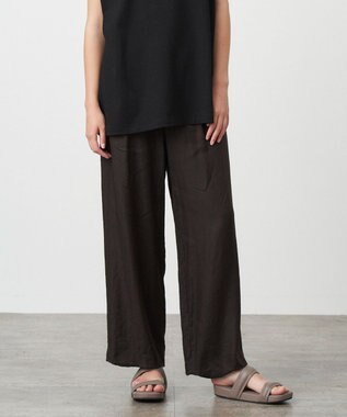 ATON LINEN VISCOSE | ワイドパンツ BROWN