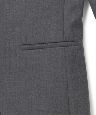 ICB L 【セットアップ対応】ウールストレッチ ノーカラージャケット チャコール系